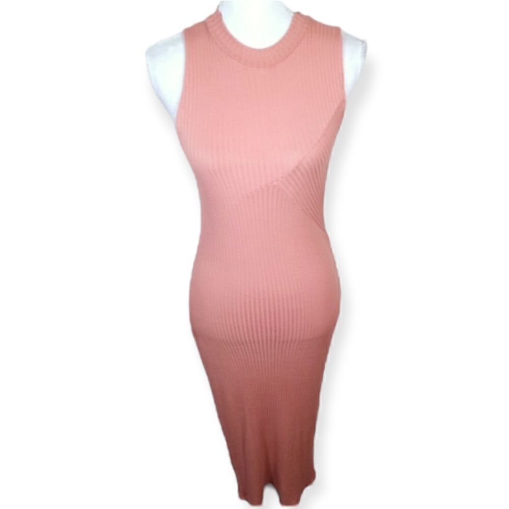 IRIS RIBBED BODYCON MIDI DRESS SZ.L EUC